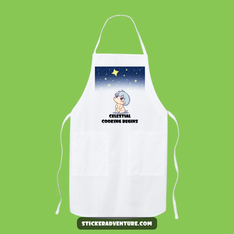 Funny Starry Night Sky Apron: Cook Under the Stars with Celestial Humor.