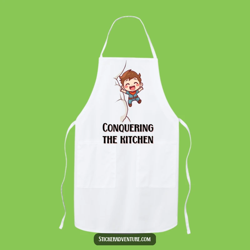 Funny Cliff Scaling Apron: Determined Character's Kitchen Climb, Great Chef Funny Gift!