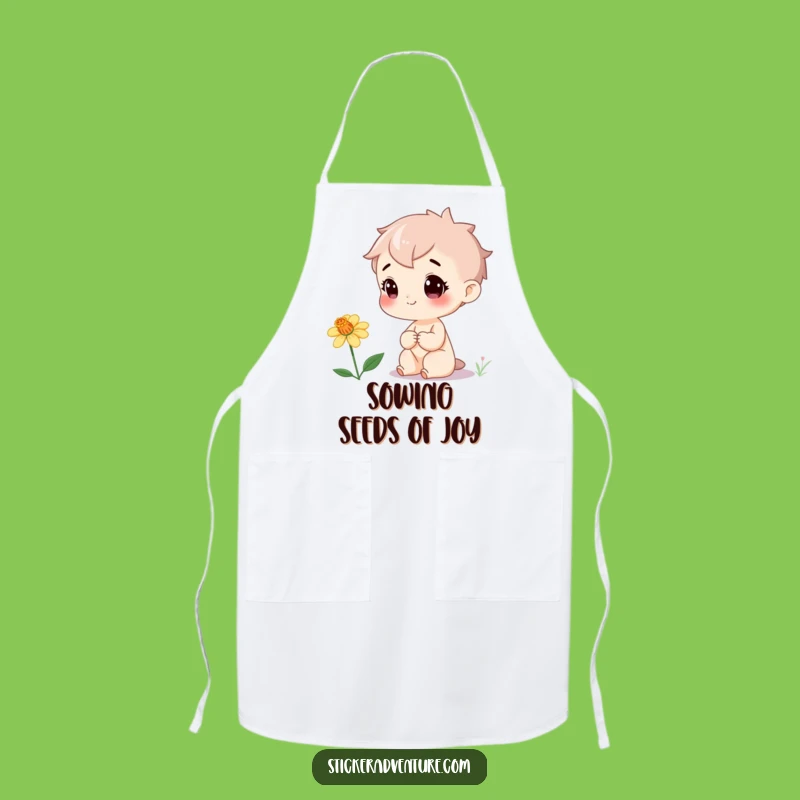 Funny Wildflower Kitchen Apron: Cheerful Character Cooking & Nature Discovery - Humorous Gift