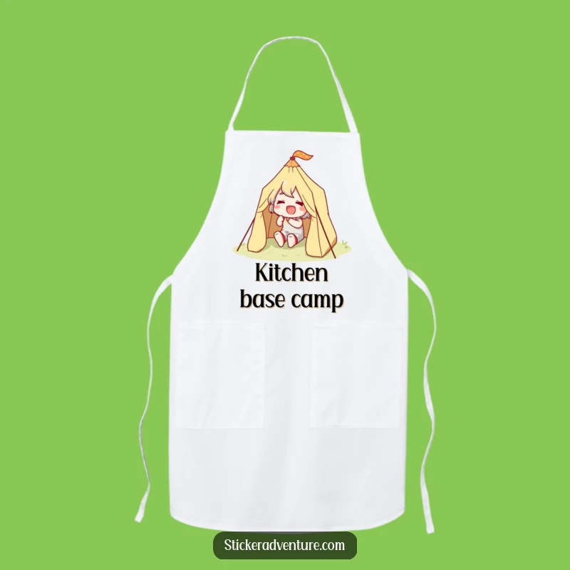 Funny Happy Camper Apron: Cook with Determined Outdoor Energy