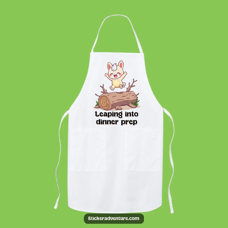 Funny Leaping Character Apron: Cook with Joy Funny Gift