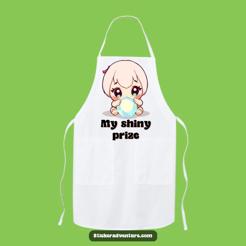 Funny Gem Discovery Apron: Wide-Eyed Character Sparkle, Kitchen Funny Gift