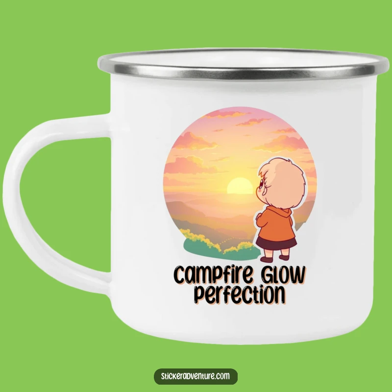 Funny Sunset Awe Camping Mug: Character Outdoor Reflection Gift