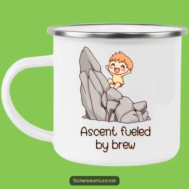 Funny Cliff Scaling Character Camping Mug: Adventure Fuel for the Trail!