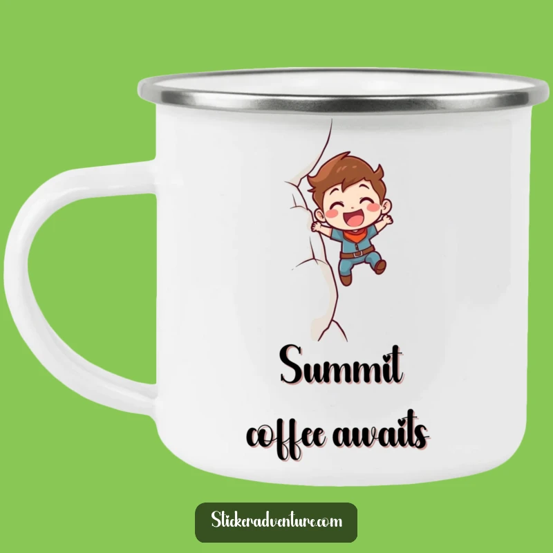 Funny Cliff Climber Camping Mug: Determined Character's Adventure, Rugged Funny Gift!