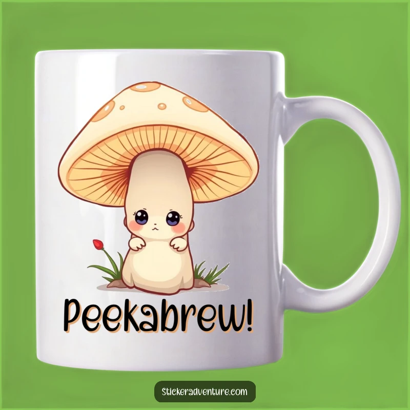 Funny Curious Mushroom Peek Mug - Whimsical Character Gift for Mystery Lovers