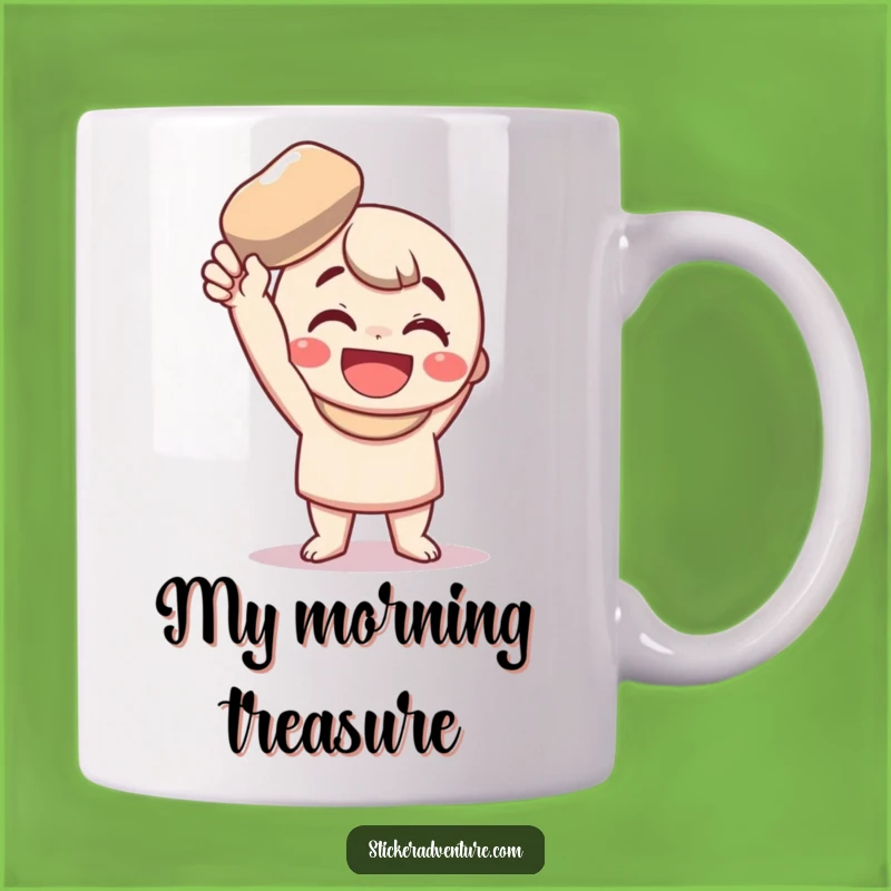 Funny Shiny Pebble Finder Mug: A Whimsical Character's Joyful Discovery, Perfect Funny Gift