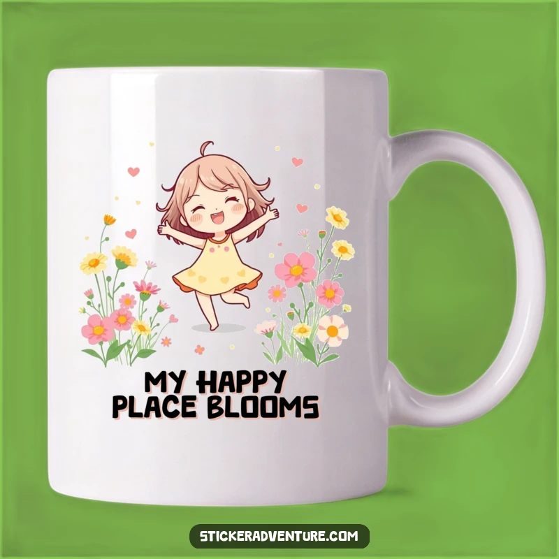 Funny Wildflower Dancer Mug: Cheerful Character's Joyful Bloom, Perfect Funny Gift Idea