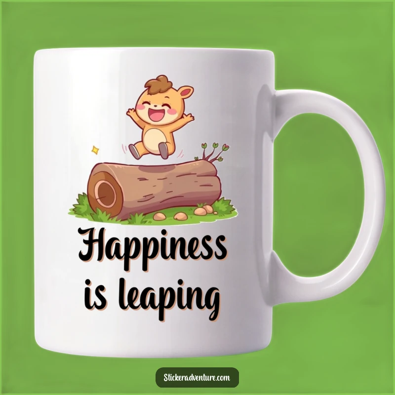 Funny Happy Leaping Character Mug - Joyful Gift for Optimistic Souls