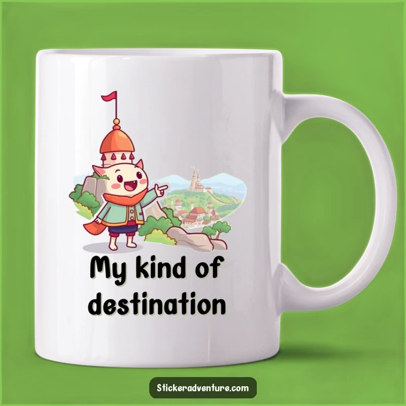 Funny Whimsical Landmark Pointing Mug - Great Gift for Dreamers