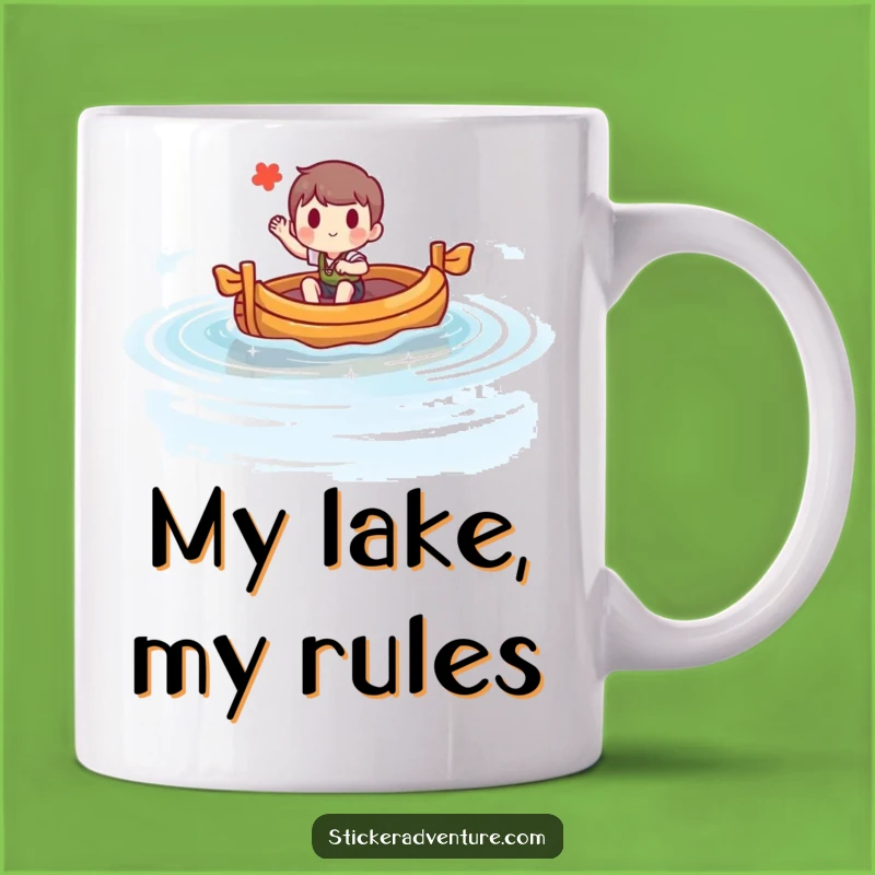 Funny Raft Adventure Mug: Cheerful Character Lake Journey Gift