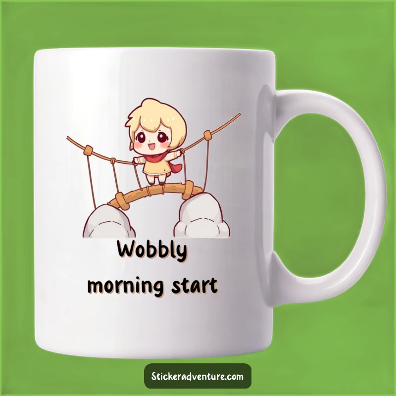 Funny Rope Bridge Navigator Mug, Adventurous Character Humor, Perfect Gift