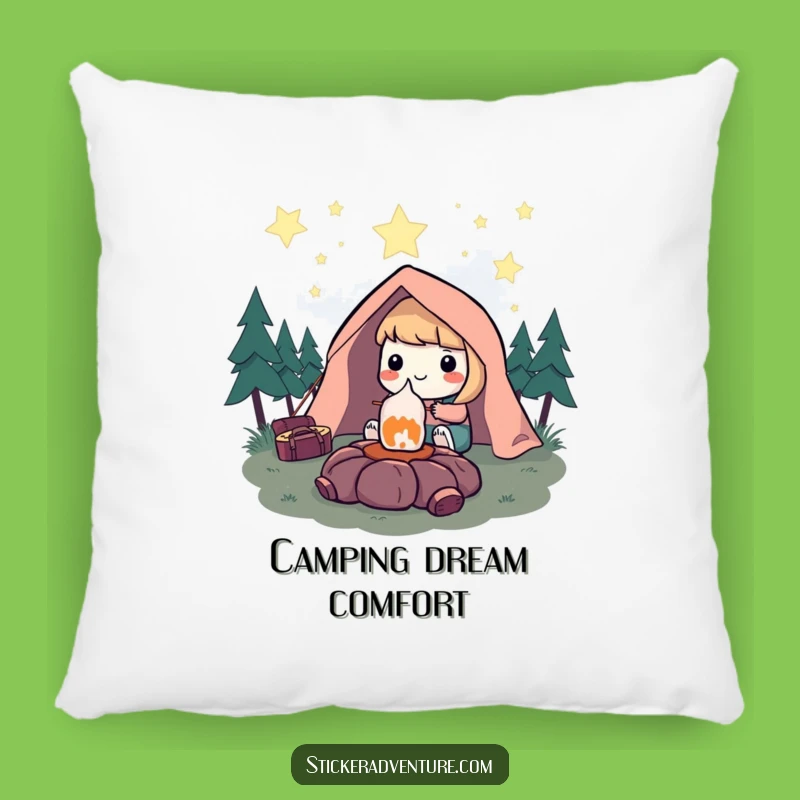 Funny Camping Marshmallow Pillow: Cozy Camp Dreams, Soft and Humorous