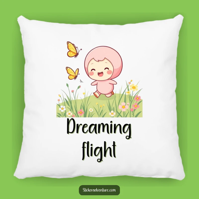 Funny Chasing Butterfly Pillow: Cozy Comfort from a Joyful Meadow Chase