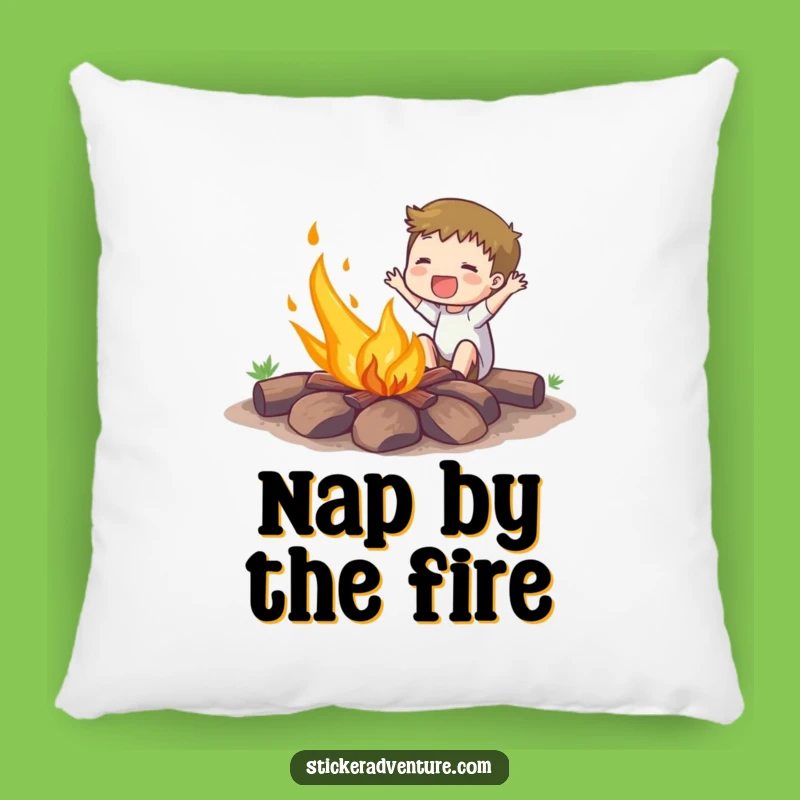 Funny Campfire Fire Starter Pillow: Enthusiastic Subject Ignites Fun, Cozy Funny Gift