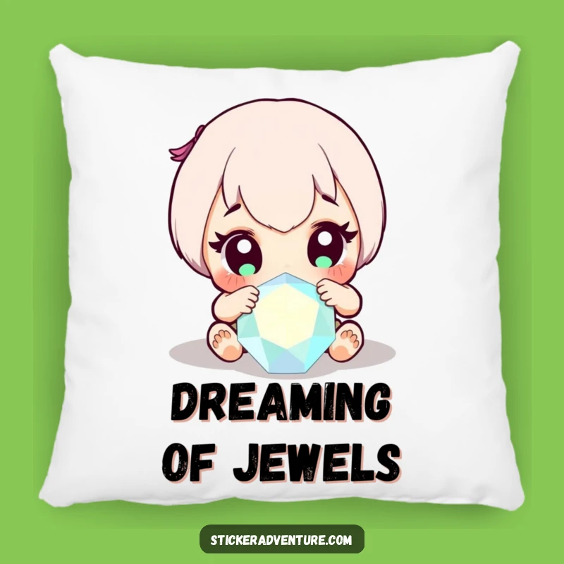 Funny Gem Discovery Pillow: Wide-Eyed Character Sparkle, Cozy Funny Gift
