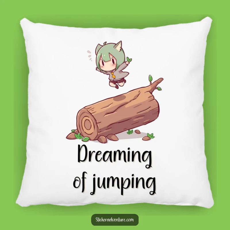 Funny Leap Log Pillow: Energetic Character Cozy Accent Gift