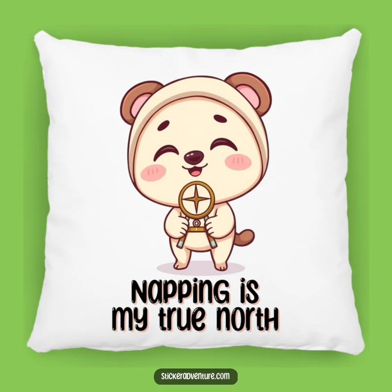 Funny Compass Pillow: Clumsy Character's Balancing Act - Cozy Humorous Decor Gift