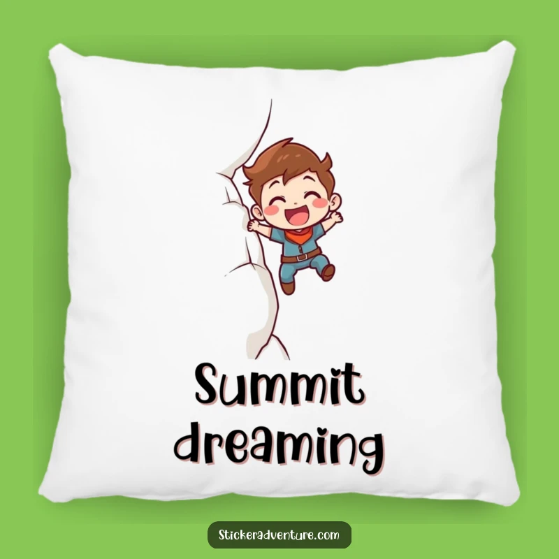 Funny Cliff Climber Pillow: Determined Character's Comfort, Cozy Funny Gift!
