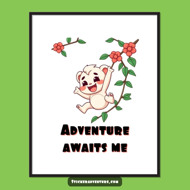 Funny Determined Vine Swinger Digital Art - Instant Joyful Adventure Decor