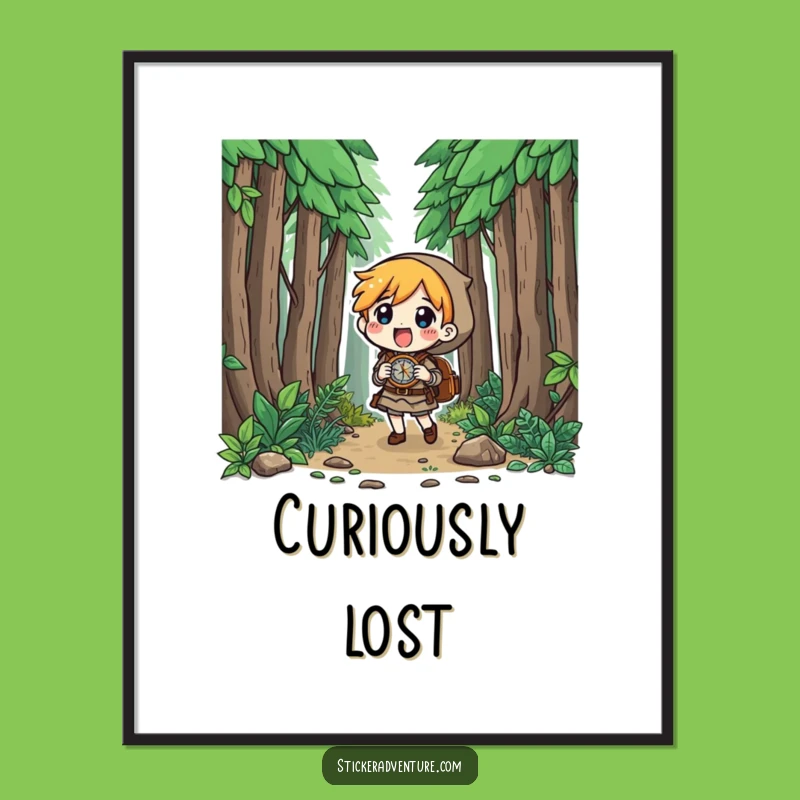 Funny Forest Explorer Digital Art: Instant Curiosity, Printable Funny Gift!