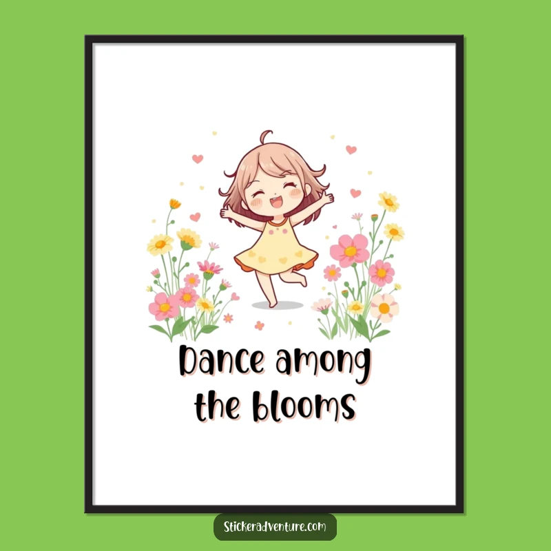 Funny Wildflower Dancer Digital Print: Cheerful Character's Joyful Art, Instant Funny Gift