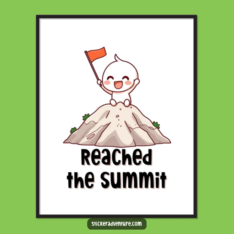 Digital Funny Climber Character Print: Instant Triumph Funny Gift