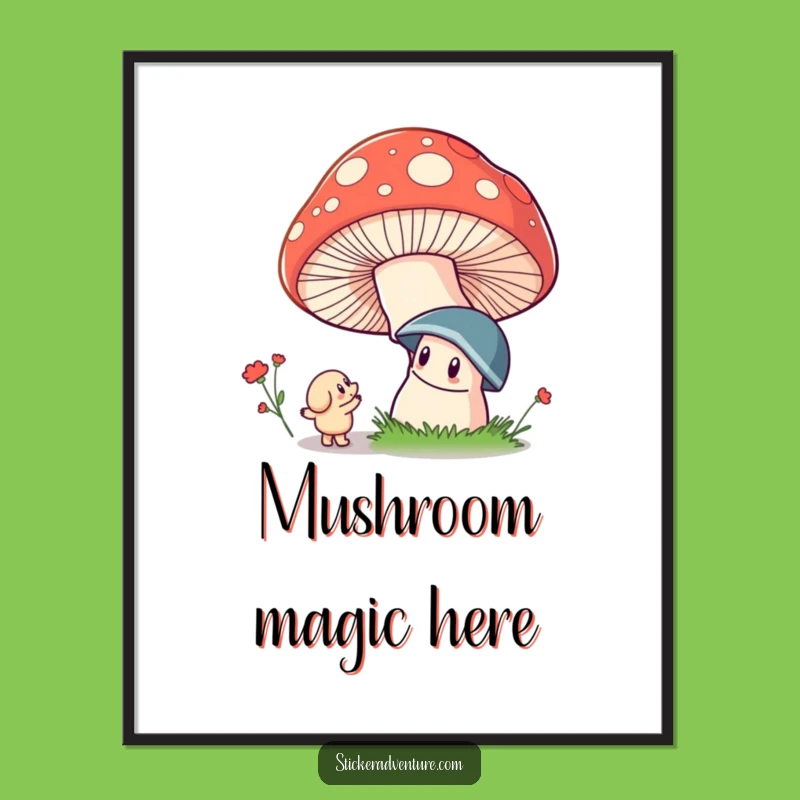 Enchanting Funny Mushroom Forest Digital Print: Whimsical Character Art, Magical Funny Gift