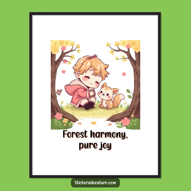 Funny Woodland Creature Digital Art Print: Playful Character Decor