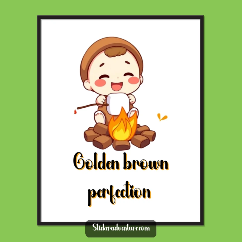 Funny Campfire Marshmallow Digital Art - Instant Humorous Download & Gift