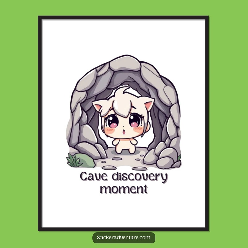 Funny Cave Discovery Digital Art: Intriguing Scene, Instant Download