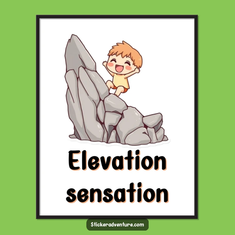 Funny Cliff Scaling Character Print: Instant Joyful Wall Art!