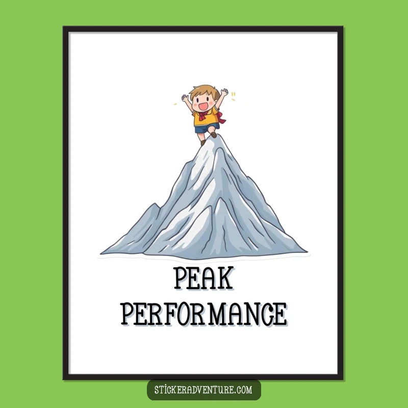 Funny Mountain Climber Digital Art: Instant Triumph, Printable Funny Gift!