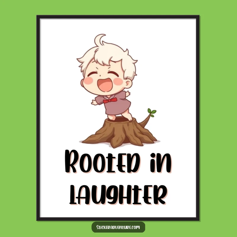 Funny Tripping Digital Art: Laughing Character's Joyful Moment, Inspiring Funny Gift!