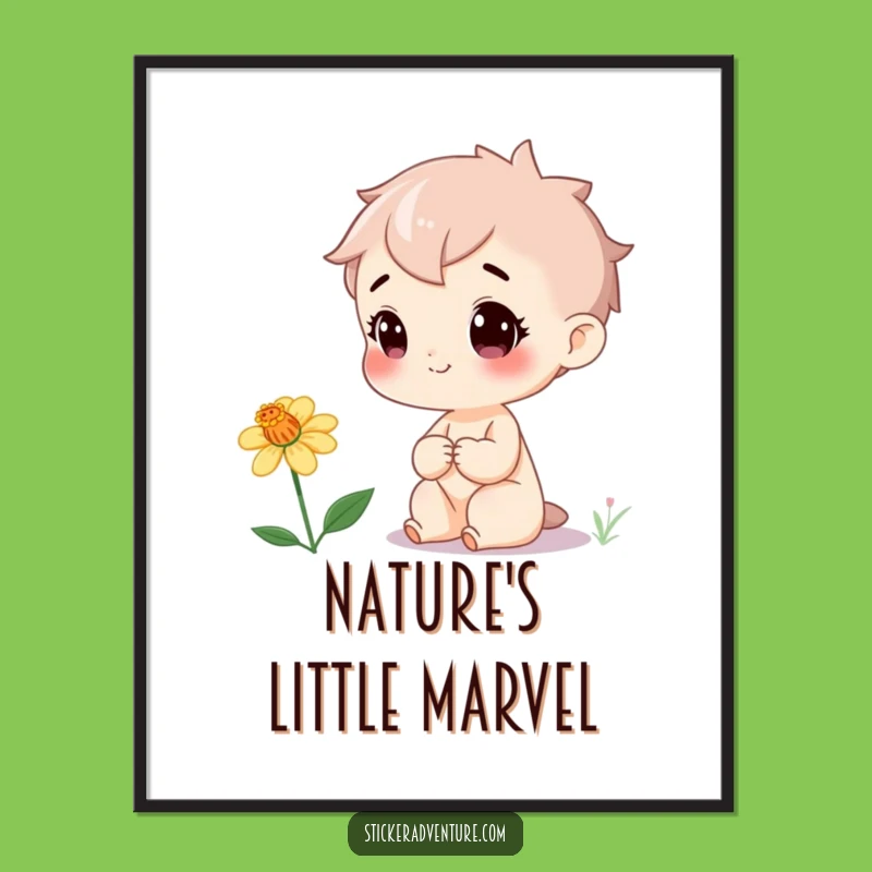 Funny Wildflower Digital Print: Cheerful Character's Nature Joy - Humorous Wall Art Download Gift