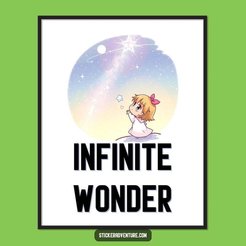 Funny Stargazer Digital Art: Joyful Character Admires Stars, Instant Funny Gift