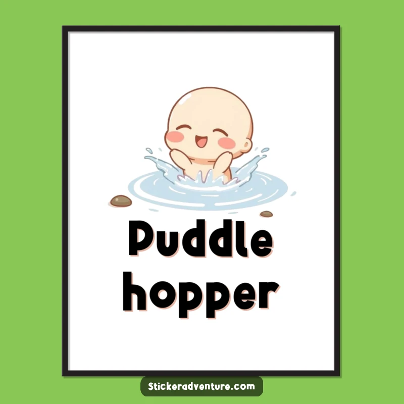 Funny Character Splashing Digital Art - Instant Joyful Decor Print Gift