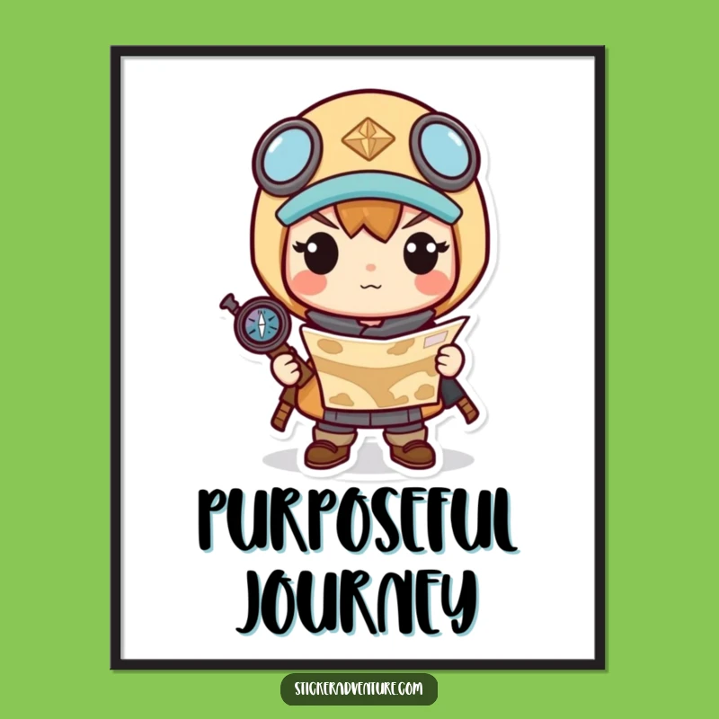 Funny Kawaii Explorer Digital Print: Instant Adventure for Your Space