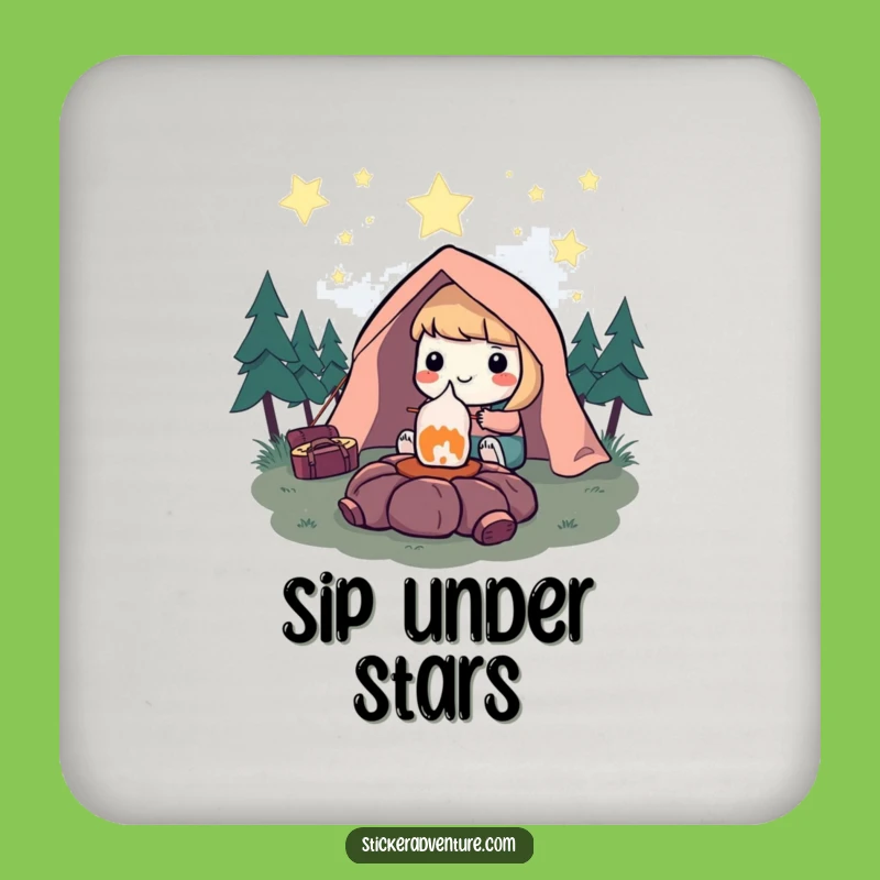 Funny Camping Marshmallow Coaster: Protect with Sweet Humor