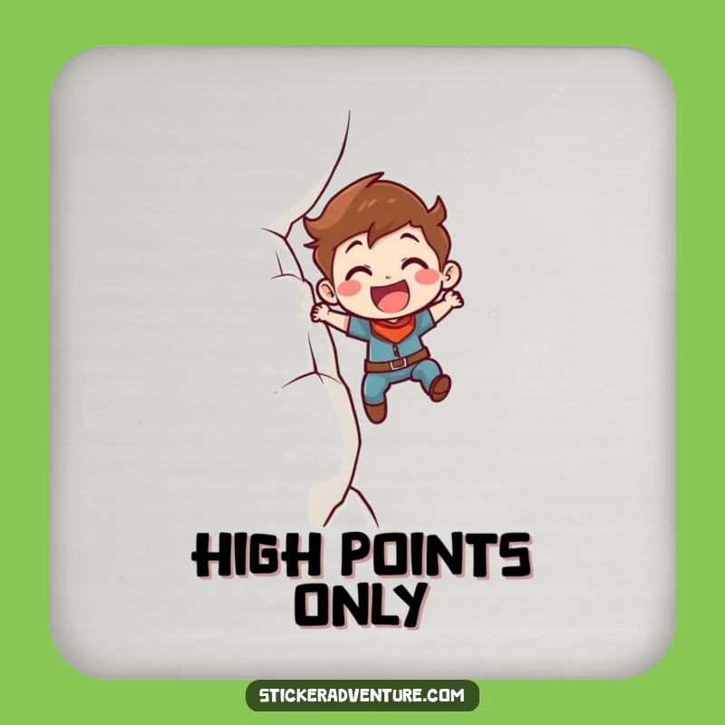 Funny Cliff Scaling Coaster: Determined Character's Grip, Perfect Home Funny Gift!