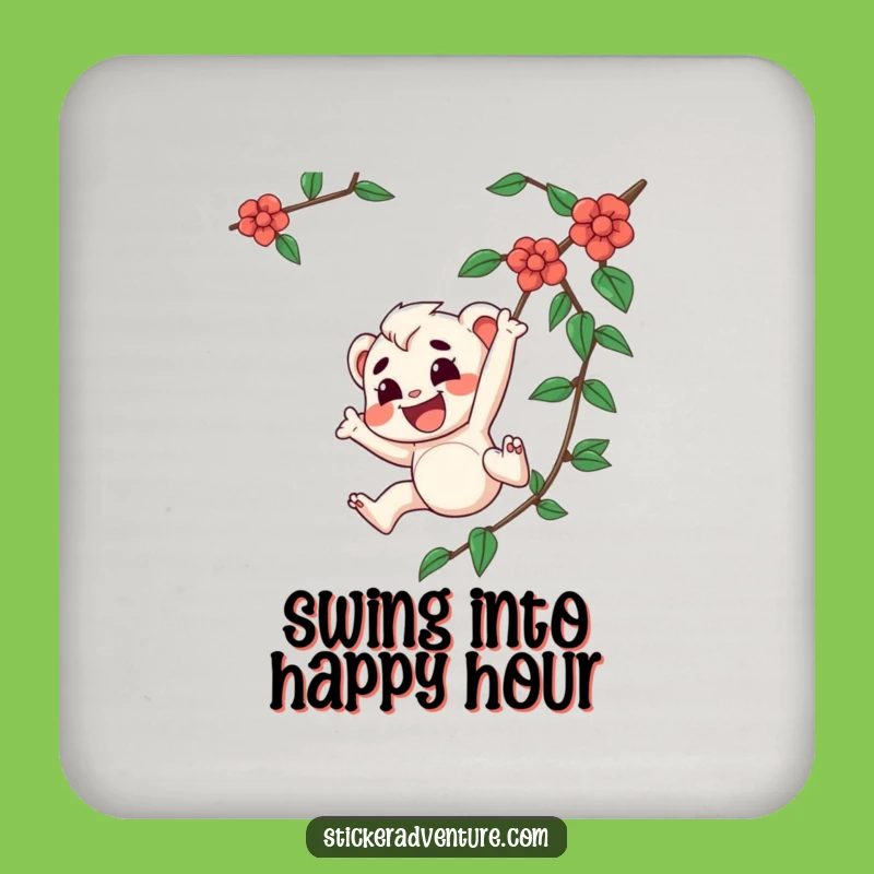 Funny Determined Vine Swinger Coaster Set - Protect Surfaces Hilariously