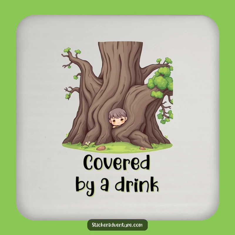 Funny Tree Peeker Coaster: Protect Surfaces with a Secret!