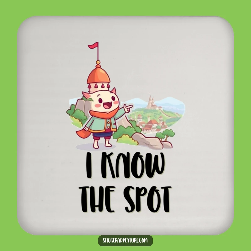 Funny Whimsical Landmark Pointing Coaster - Protect Surfaces Humorously