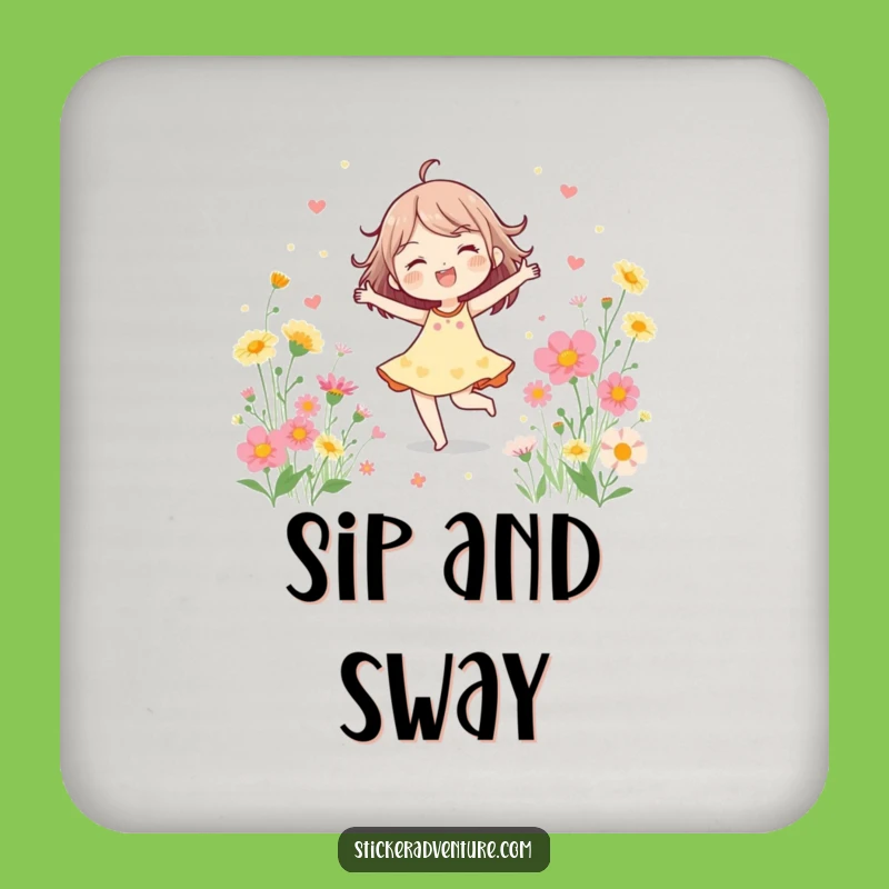 Funny Wildflower Dancer Coaster: Cheerful Character's Blooming Art, Tiny Funny Gift