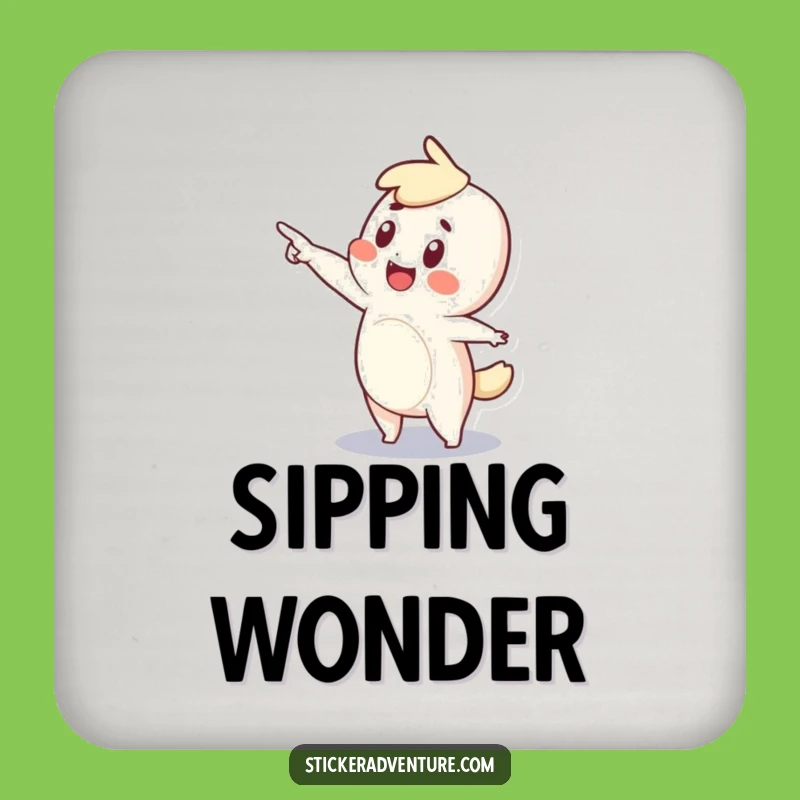 Funny Tiny Wonder Drink Coaster: Exciting Pointing Design, Quirky Funny Gift