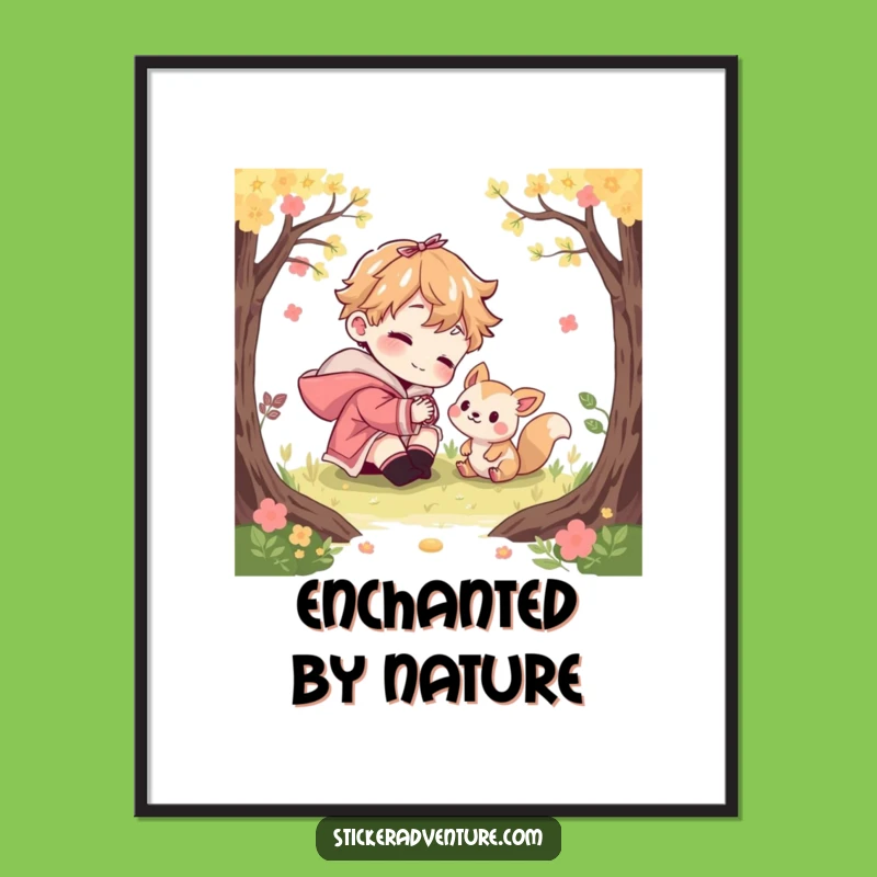 Funny Woodland Creature Poster: Playful Character Nature Art Gift