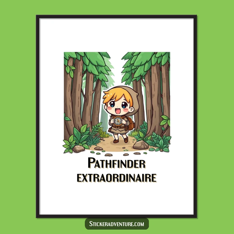 Funny Forest Explorer Poster: Curious Navigator Art, Hilarious Decor, Funny Gift!