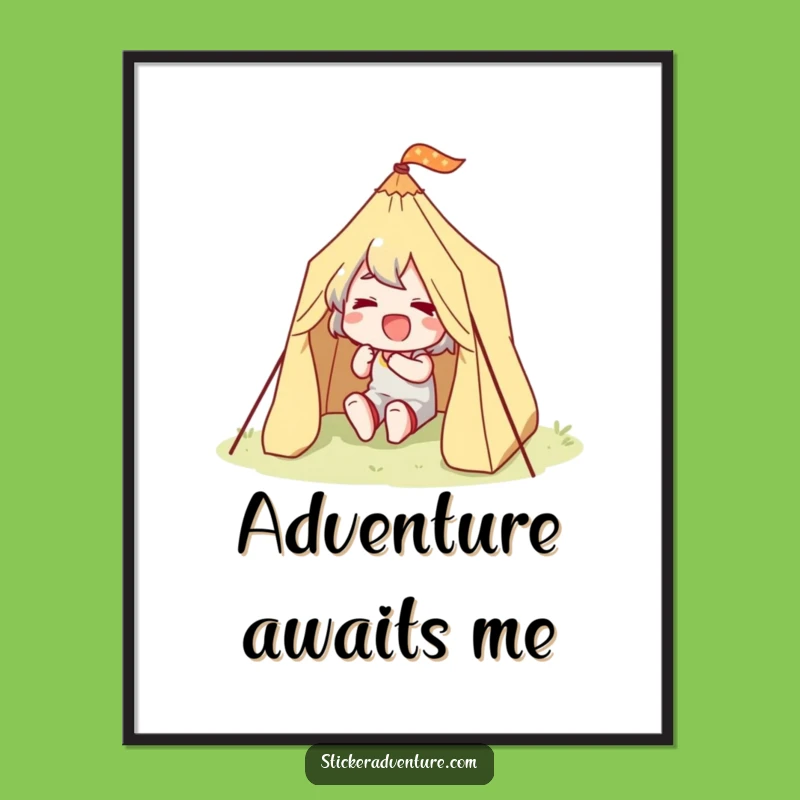 Funny Happy Camper Poster: Joyful Tent Art for Your Adventurous Space