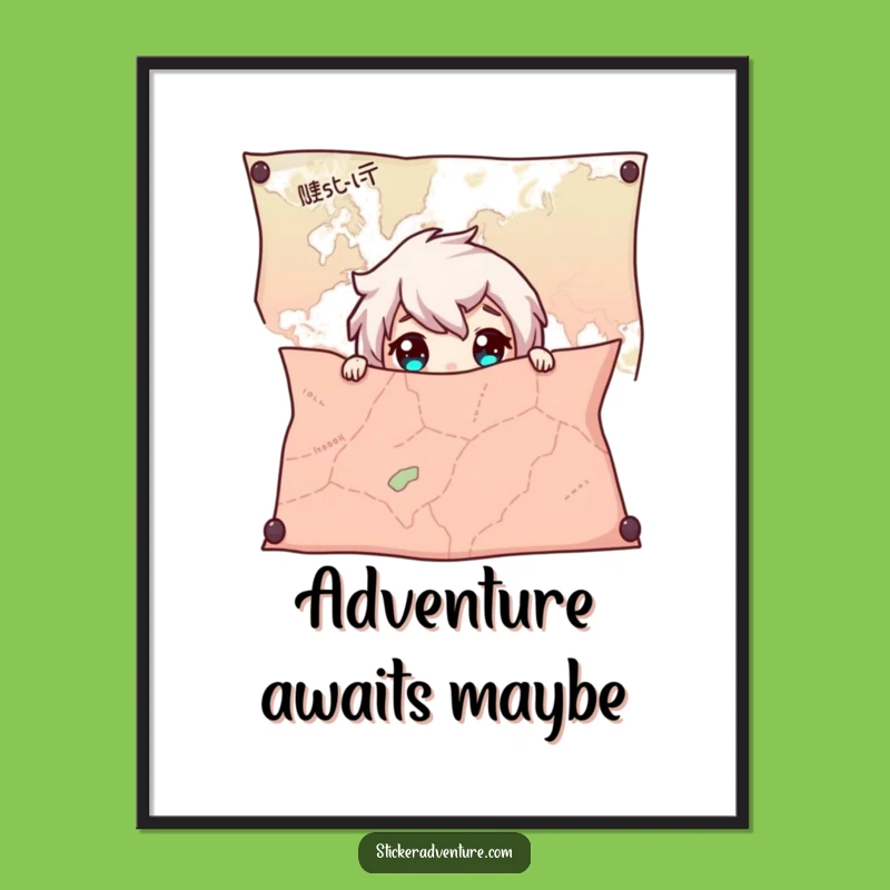 Funny Map Hiding Poster - Wide-Eyed Wall Art for Adventurers