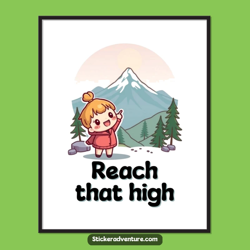 Funny Mountain Peak Poster - Cute Character Art for Adventure Lovers